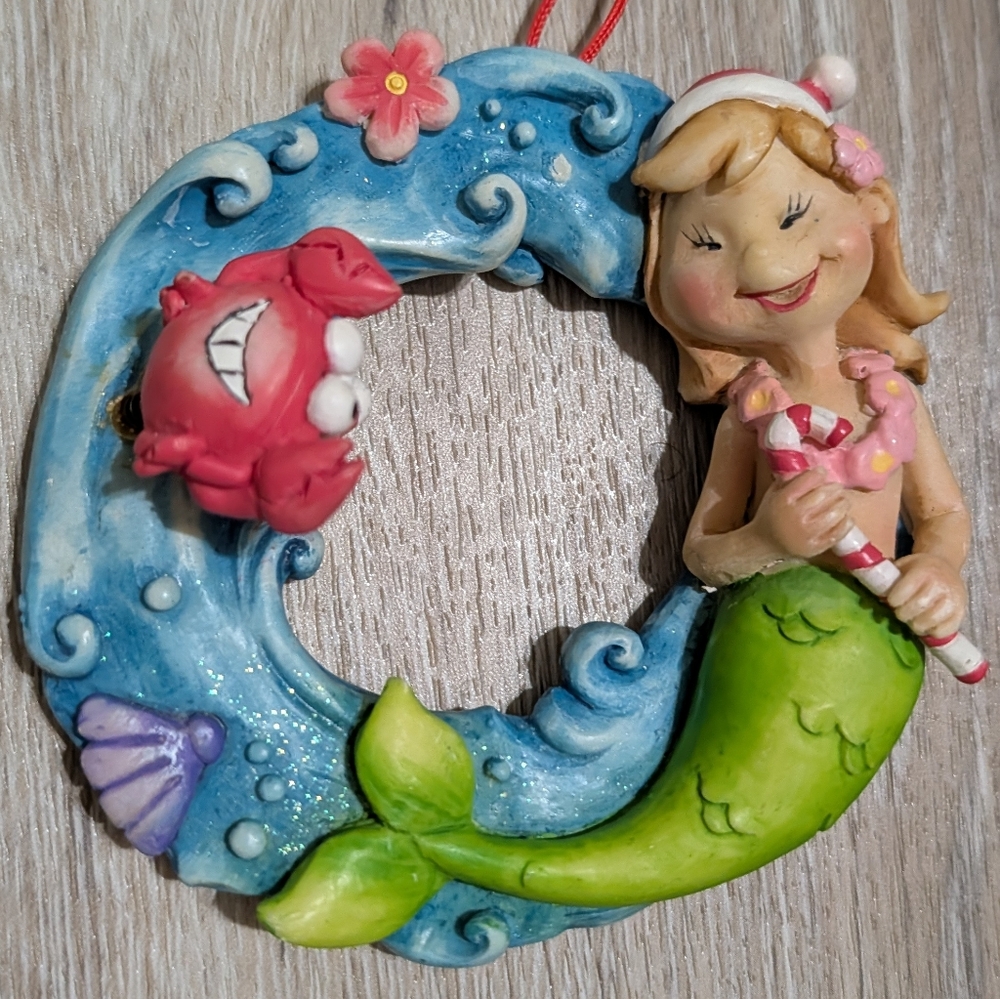 Mermaid Christmas Ornament with Green Tail - Picture 2 of 4